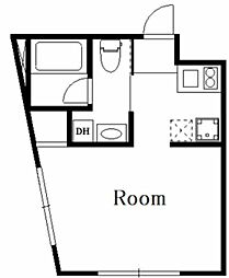 カーサフェリーチェ千川 4階ワンルームの間取り