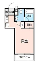 ルーチェ・ビアンコ 2階1Kの間取り