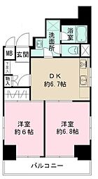 シティ田町 5階2DKの間取り