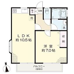 ユアハイムA 1LDKの間取図画像