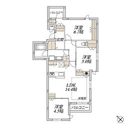 VIADELVENTO 3LDKの間取図画像