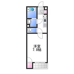 アズールぐみのき 1Kの間取図画像