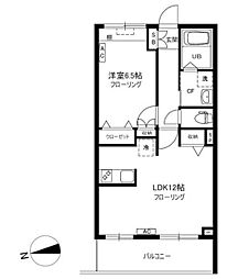 アークテラス多磨 2階1LDKの間取り