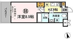 メゾンボヌール 5階1Kの間取り