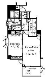 パークアクシス明治神宮前 3階1LDKの間取り
