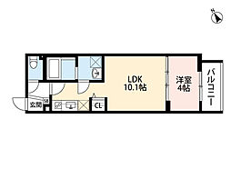 オーサムハウス三先 1LDKの間取図画像