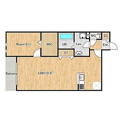 シエーナ国立 1LDKの間取図画像
