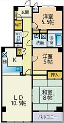 愛幸中葛西マンション 3階3LDKの間取り