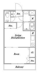 パークウエスト吉祥寺 1LDKの間取図画像