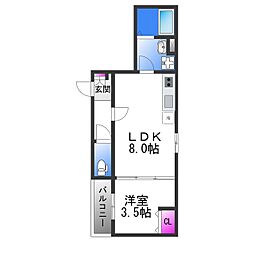 ヨハク　瓢箪山 1階1LDKの間取り