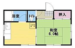 本木荘 2階1DKの間取り