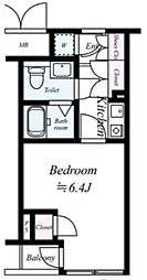 都営浅草線 高輪台駅 徒歩5分の賃貸マンション 1階1Kの間取り