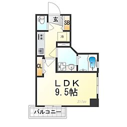 YAMASHO23 5階1Kの間取り