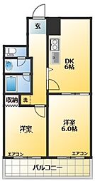 パルシティ駒込 4階2DKの間取り