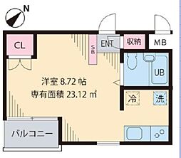 ビイルーム新宿 ワンルームの間取図画像