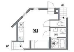 カラスヤマテラスEW 1階ワンルームの間取り