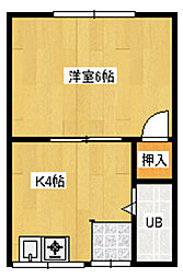 岩崎文化 1Kの間取図画像