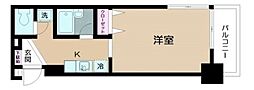 デュオフィール島津山 8階ワンルームの間取り