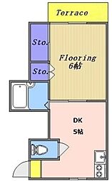 グリーンハイムK 1階1DKの間取り