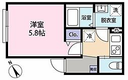 下野谷町新築アパート 3階1Kの間取り