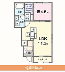 木ノ本アパートA 1LDKの間取図画像