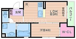 グラン・クリュ 2階1LDKの間取り