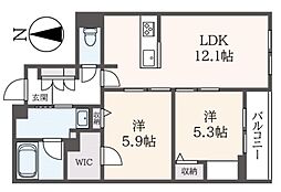 Ｂｌａｎｃ　Ｎｏｉｒ 2階2LDKの間取り