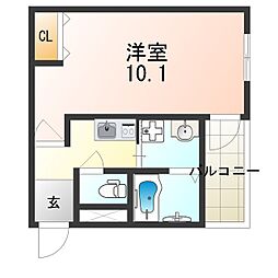 近鉄南大阪線 北田辺駅 徒歩5分の賃貸アパート 1階1Kの間取り