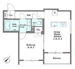 ハヤカワコートサン 1階1LDKの間取り