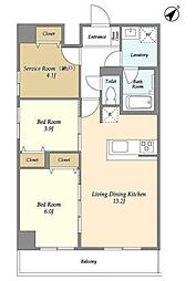 グランカーサ西葛西 2階2SLDKの間取り