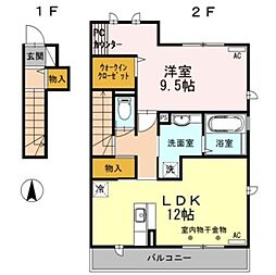 ソラーナ学園西町 1LDKの間取図画像