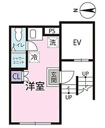 ソナーレフォレスタ馬込 1階ワンルームの間取り
