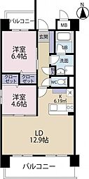 レセーナ姪浜 2LDKの間取図画像