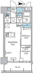 アーバネックス錦糸公園III 2DKの間取図画像
