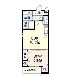 西喜ハイツ 1LDKの間取図画像