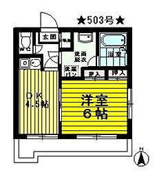 パラージュ西公園 1DKの間取図画像