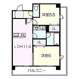 プレステージ10番館 7階2LDKの間取り