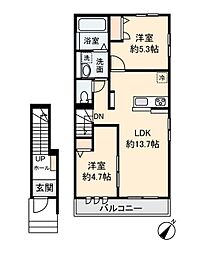 ヴェールハイム 2LDKの間取図画像