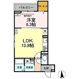 Asset-Court花小金井南町 2階1LDKの間取り