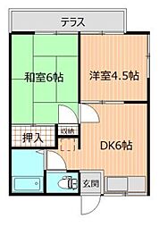 ハイツエフワイ 2DKの間取図画像