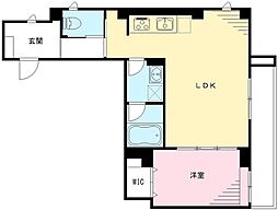 プラサート22 2階1LDKの間取り