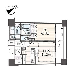 プレシエ横濱馬車道 1LDKの間取図画像
