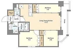 都営新宿線 瑞江駅 徒歩8分の賃貸マンション 2階3LDKの間取り