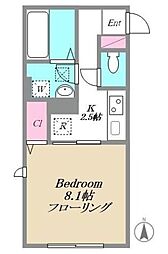 トレーヴォ 1階1Kの間取り