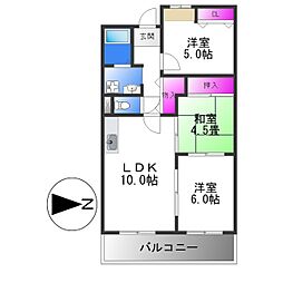 アミティエ喜連 3LDKの間取図画像