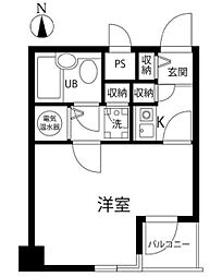 コスモ大井町 2階1Kの間取り