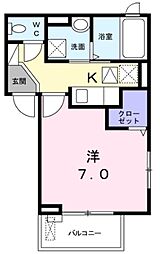 トロトワール 1Kの間取図画像