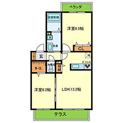シャーメゾンウッディヴィレッジ810 2LDKの間取図画像