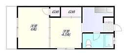 岡本ハイツ 2Kの間取図画像