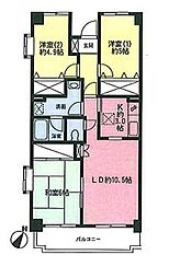 東急こどもの国線 こどもの国駅 徒歩9分の賃貸マンション 3階3LDKの間取り